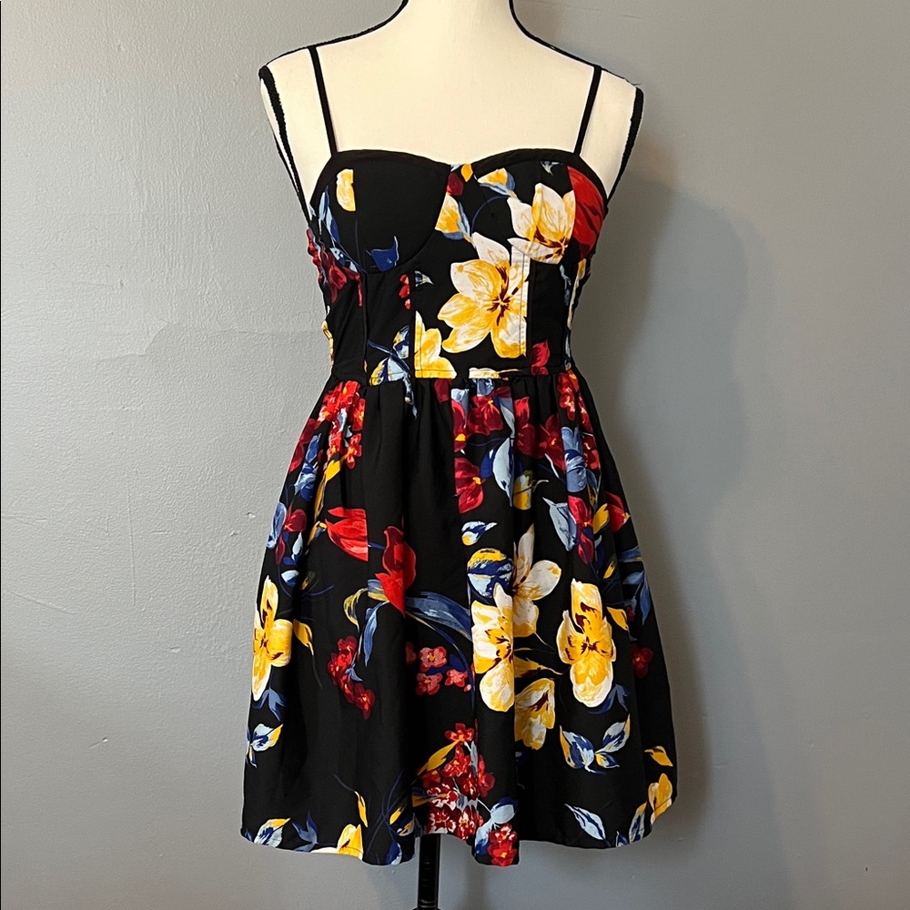Vibrant Floral Strappy Mini Dress